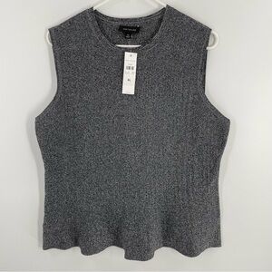 NWT Ann Taylor Black White Sleeveless Tank Shell Popover Top Layering Office
